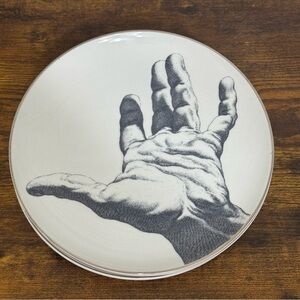 (4) Mitchell Black Chicago Ceramic Plates Hand Reaching Out Black & White 8.5”